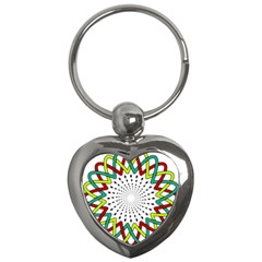 Round Star Colors Illusion Mandala Key Chains (heart) 