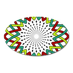 Round Star Colors Illusion Mandala Oval Magnet by Mariart