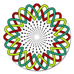 Round Star Colors Illusion Mandala Magnet 5  (round) by Mariart