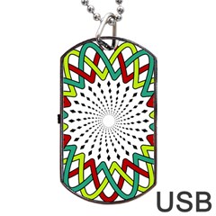 Round Star Colors Illusion Mandala Dog Tag Usb Flash (two Sides)