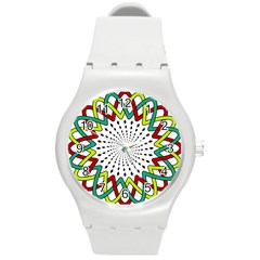 Round Star Colors Illusion Mandala Round Plastic Sport Watch (m)