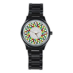 Round Star Colors Illusion Mandala Stainless Steel Round Watch