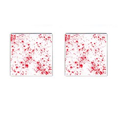 Red And White Splatter Abstract Print Cufflinks (square) by dflcprintsclothing