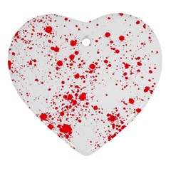 Red And White Splatter Abstract Print Heart Ornament (two Sides) by dflcprintsclothing