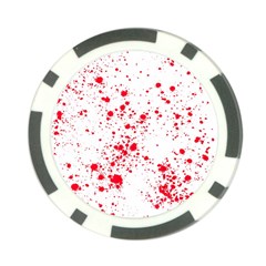 Red And White Splatter Abstract Print Poker Chip Card Guard by dflcprintsclothing