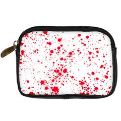 Red And White Splatter Abstract Print Digital Camera Leather Case by dflcprintsclothing