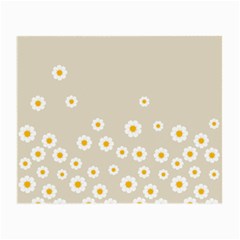 White Daisies Flower Pattern On Vintage Pastel Beige Background Retro Style Small Glasses Cloth (2-side) by genx