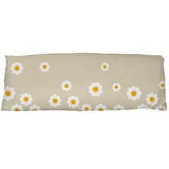 White Daisies Flower Pattern On Vintage Pastel Beige Background Retro Style Body Pillow Case (dakimakura) by genx