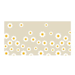 White Daisies Flower Pattern On Vintage Pastel Beige Background Retro Style Satin Wrap by genx