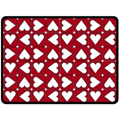 Graphic Heart Pattern Red White Double Sided Fleece Blanket (large)  by Pakrebo