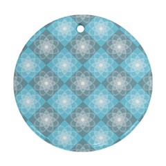 White Light Blue Gray Tile Ornament (round)