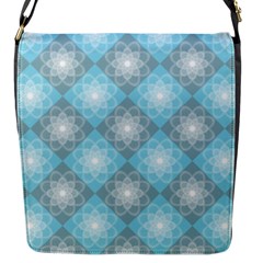 White Light Blue Gray Tile Flap Closure Messenger Bag (s) by Pakrebo