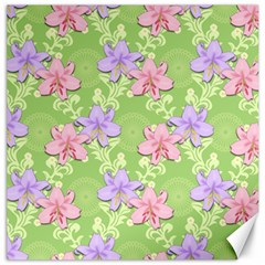 Lily Flowers Green Plant Natural Canvas 12  X 12  by Pakrebo