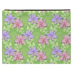 Lily Flowers Green Plant Natural Cosmetic Bag (xxxl) by Pakrebo