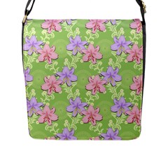 Lily Flowers Green Plant Natural Flap Closure Messenger Bag (l) by Pakrebo