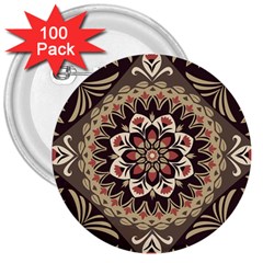 Seamless Pattern Floral Flower 3  Buttons (100 Pack)  by Pakrebo