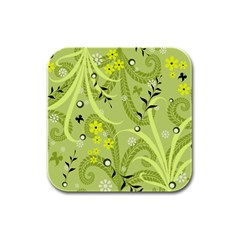 Seamless Pattern Green Garden Rubber Square Coaster (4 pack) 