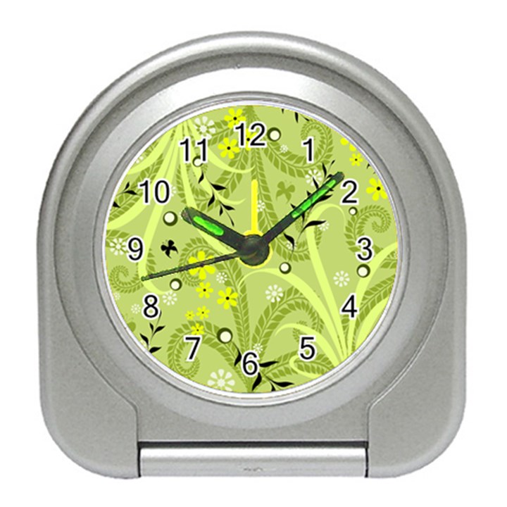 Seamless Pattern Green Garden Travel Alarm Clock