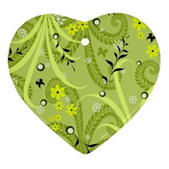 Seamless Pattern Green Garden Heart Ornament (Two Sides)