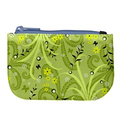 Seamless Pattern Green Garden Large Coin Purse