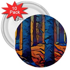 Woods Trees Abstract Scene Forest 3  Buttons (10 Pack)  by Pakrebo