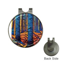 Woods Trees Abstract Scene Forest Hat Clips With Golf Markers by Pakrebo