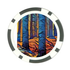 Woods Trees Abstract Scene Forest Poker Chip Card Guard (10 Pack) by Pakrebo