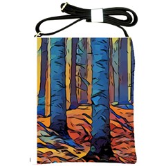 Woods Trees Abstract Scene Forest Shoulder Sling Bag by Pakrebo