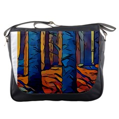 Woods Trees Abstract Scene Forest Messenger Bag by Pakrebo