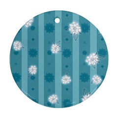 Gardenia Flowers White Blue Ornament (round)