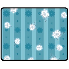 Gardenia Flowers White Blue Double Sided Fleece Blanket (medium)  by Pakrebo