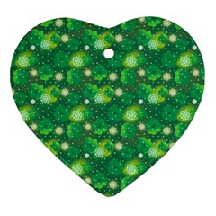 Leaf Clover Star Glitter Seamless Heart Ornament (two Sides) by Pakrebo