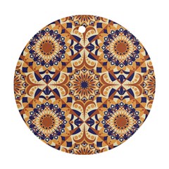 Orange Seamless Pattern Tile Ornament (round)