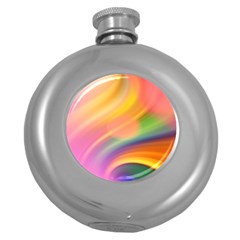 Wave Watercolor Watercolour Round Hip Flask (5 Oz) by Pakrebo