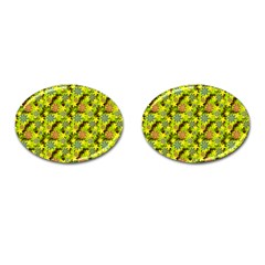 Flowers Yellow Red Blue Seamless Cufflinks (oval) by Pakrebo