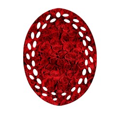 Rose Roses Flowers Red Valentine Ornament (oval Filigree) by Pakrebo