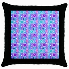 Flowers Light Blue Purple Magenta Throw Pillow Case (black) by Pakrebo