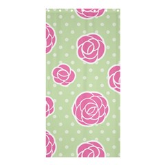 Roses Flowers Pink And Pastel Lime Green Pattern With Retro Dots Shower Curtain 36  X 72  (stall)  by genx