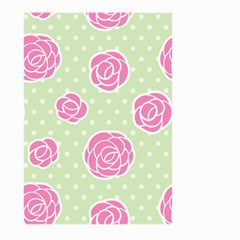 Roses flowers pink and pastel lime green pattern with retro dots Large Garden Flag (Two Sides)