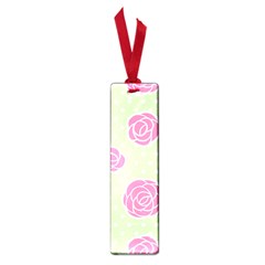 Roses Flowers Pink And Pastel Lime Green Pattern With Retro Dots Small Book Marks by genx