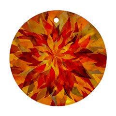 Flower Blossom Red Orange Abstract Ornament (round)