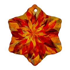 Flower Blossom Red Orange Abstract Snowflake Ornament (two Sides) by Pakrebo