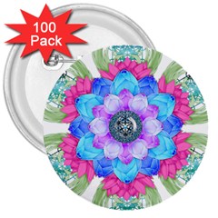 Lotus Flower Bird Metatron S Cube 3  Buttons (100 Pack)  by Pakrebo