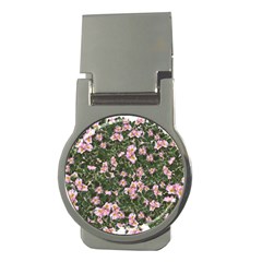 Pink Flowers Leaves Spring Garden Money Clips (round)  by Pakrebo