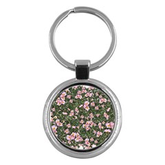 Pink Flowers Leaves Spring Garden Key Chains (round)  by Pakrebo