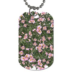 Pink Flowers Leaves Spring Garden Dog Tag (one Side) by Pakrebo