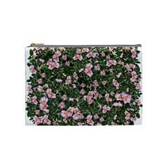 Pink Flowers Leaves Spring Garden Cosmetic Bag (medium) by Pakrebo