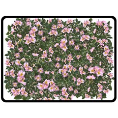 Pink Flowers Leaves Spring Garden Double Sided Fleece Blanket (large) 