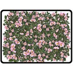 Pink Flowers Leaves Spring Garden Double Sided Fleece Blanket (Large)  80 x60  Blanket Front