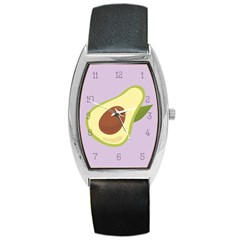 Avocado Green With Pastel Violet Background2 Avocado Pastel Light Violet Barrel Style Metal Watch by genx